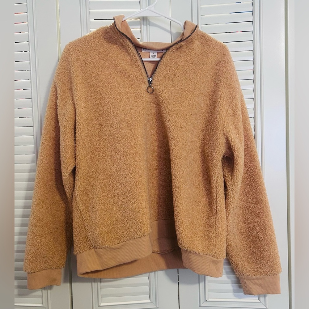 Eye Candy Tan Zip-Up Sweater